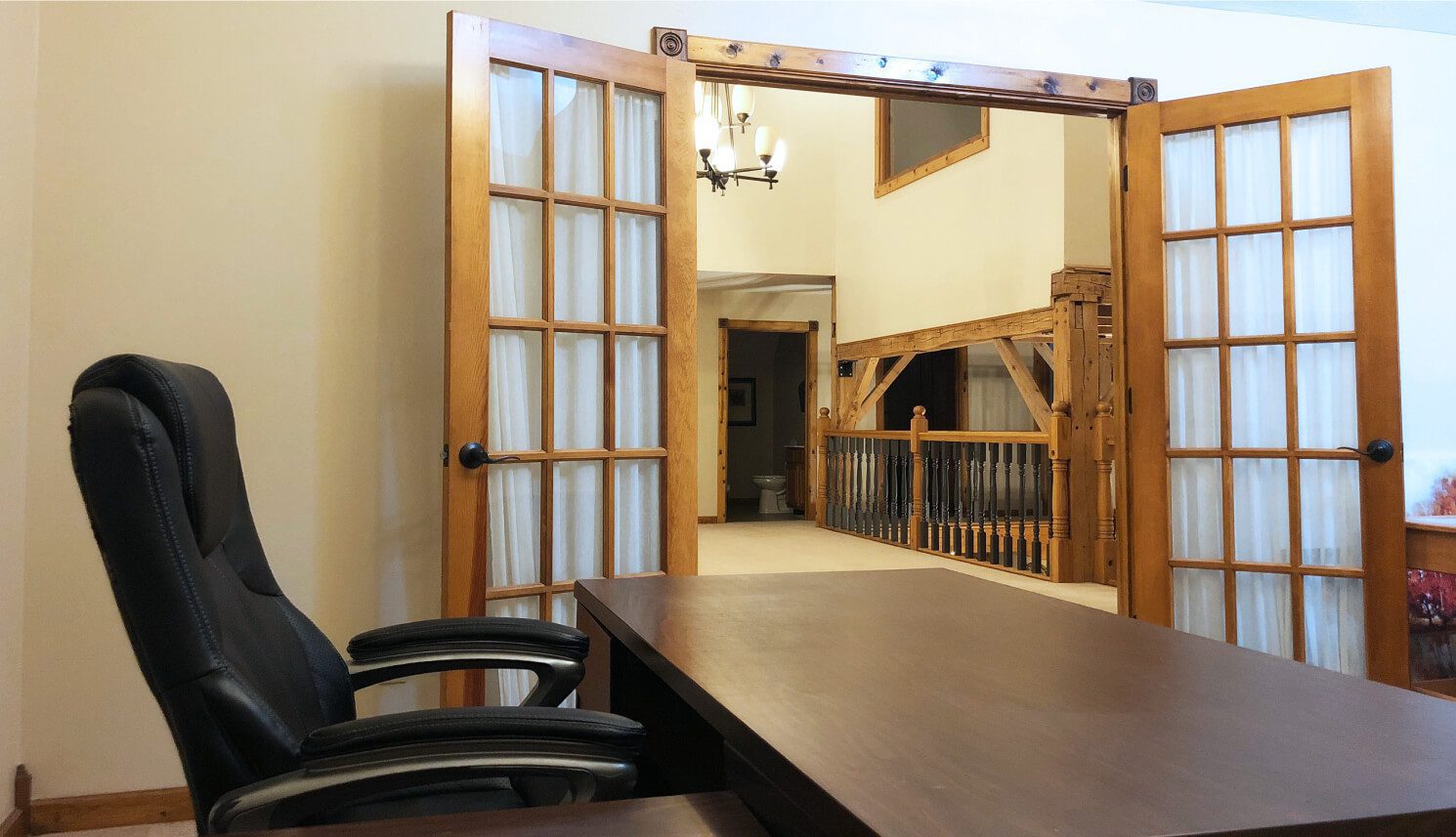 office desk and chair in a shared office space